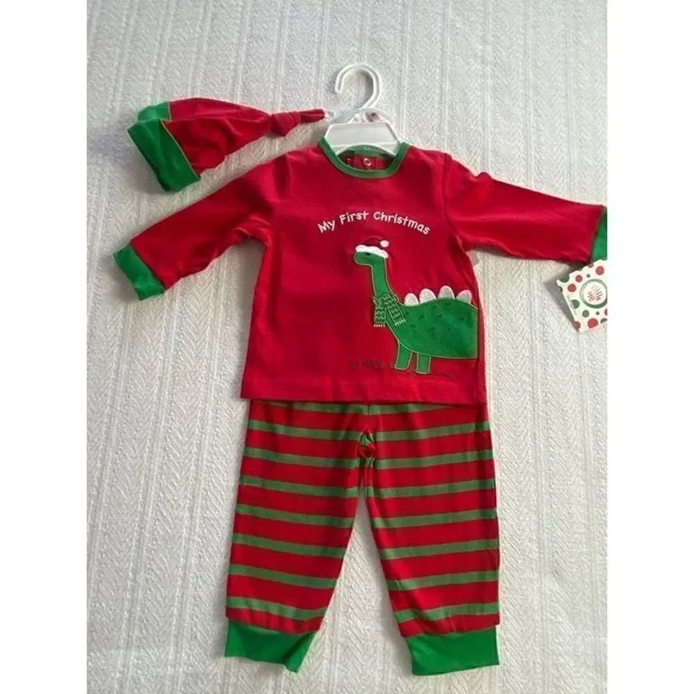 Little Me 9M “My First Christmas” Dinosaur Pajama Set